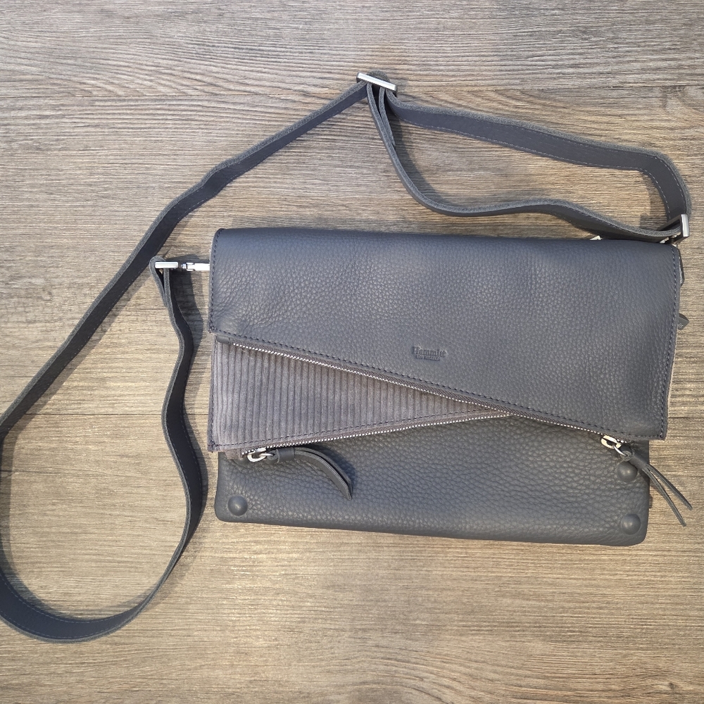 NWOT Hammitt Medium Dillon Crossbody Gray Leather & Corduroy